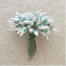 White and Green Fuzzy Pointed Vintage Flower Stamen Centers ~ Germany